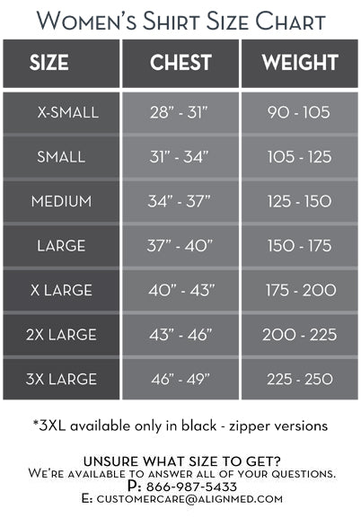 Posture Shirt For Women - Pullover size guide